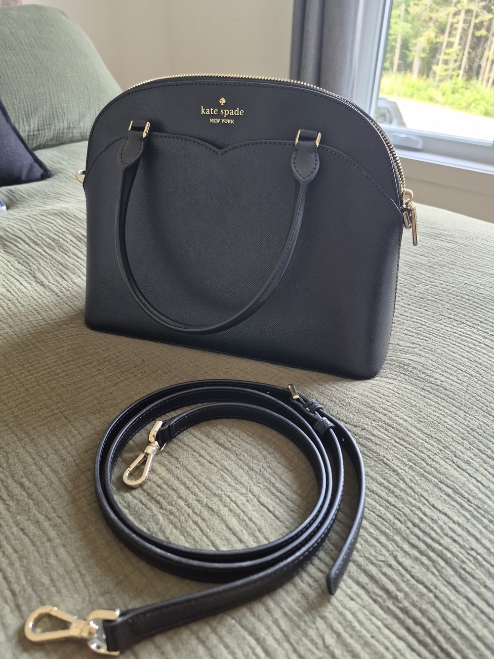 kate spade Black Dome Satchel with Detachable Strap